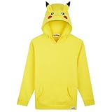 Pokemon Kapuzenpullover für Jungen und Teenager, Hoodie Jungen mit 3D Pikachu Ohren & Fronttasche - Anime Geschenke für Kinder (13-14 Jahre, Gelb)