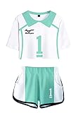 QYIFIRST Anime Aoba Johsai High School Oikawa Tooru Volleyballverein Team Jersey Exposed Nabel T-Shirt Shorts Set Suit Sportswear Cheerleaders Nr.1 Cosplay Kostüm Blau Damen M