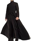MERCH ATTIRE Herren Matrix Kostüm Mantel | Neo Lang Schwarz Gothic Trenchcoat Outfit Kostüm Cosplay Jacke, Wolle – langer Herrenmantel, L
