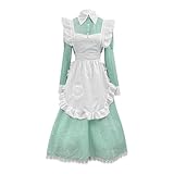 ColleeLin Celestia Ludenberg Cosplay Kostüm Kinder im japanischen Stil für Frauen Traditionelles Festival-Outfit Gothic-Kleidung in Übergröße Mit Netzstrümpfen (Green, XXXL)