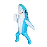 FXICH Aufblasbares Kostüm für Erwachsene, für Herren, für Damen, Tierkostüm: Haifisch, Schweinekostüm, Kuh (aufblasbares Hai Kostüm) (blue, adult 150-190cm) inflatable shark costume