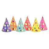 PartyDeco Hütchen Dots Mix 16cm 6 Stk. Geburtstagsfeier Geburtstagshüte Happy Birthday Party Dekoration