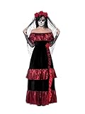 Smiffys Kostüm Tag der Toten Braut, mit Kleid und Rosenschleier