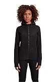 Urban Classics TB1728 Ladies Polar Fleece Zip Hoodie - Damen Outdoor Fleecejacke einfarbig mit Kapuze und verlängertem Rückenteil - black, Größe M