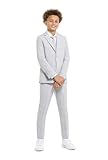 OppoSuits Groovy Grauer Einfarbiger Anzug für Teenager-Jungen - Abschlussball- und Hochzeitsfeier-Outfit - einschließlich Blazer, Hose und Krawatte - Grau - Größe 10 Jahre