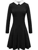 BesserBay Halloween Damen Party Ghotic Kleid Peter Pan Kragen Cosplay Mittwoch Vintage Kostüm Schwarz S