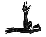 Chenivesss Handschuhe Lang, Damen Sexy Wet Look Leder Optik Handschuhe, Lange Leder Optik Handschuhe in Schwarz, Opernhandschuh, Abendhandschuhe, Abendparty Tanzhandschuh für Damen(53cm)