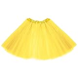 Oblique Unique Tutu Tütü Reifrock Unterrock Petticoat Damen Frauen Rock als Kostüm Accessoire für Fasching Karneval Motto Party Einheitsgröße (Gelb)