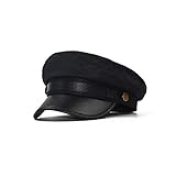 VASANA Schwarz Chauffeur Hut Klassische Vintage Newsboy Cap Peaked Beret Cap Taxi Fahrer Kostüme Hut Kapitän Sailor Hut