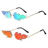Tagaremuser 2 Stück Flammen Sonnenbrille, Flammen Brillen, Lustige sonnenbrille, Sonnenbrille Rave, Feuer Sonnenbrillen, Neuheit Partybrille für Maskerade Party Dekoration