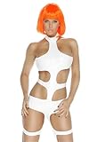 Forplay Sexy Element Kostüm & Perücke - Weiß-Orange - Größe: M-L - Film Verkleidung Karneval Halloween Motto-Party