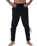 NANAMEEI Mittelalter Steampunk Freizeithose Herren Wikinger Hose Herren Renaissance Jahrgang Hosen Herren Steampunk Freizeithose Herren Schwarz 2XL