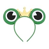 Frosch Kostüm Haarreif, Froschkönig Haarreifen mit Froschaugen und Krone, Froschkönig Kostüm Accessoire, Frosch Kostüm Damen Kinder Zubehör Tier Haarbänder für Karneval Halloween Motto Party