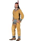 Indianer Kostüm 'Cherokee' für Herren | Braun Türkis - Wilder Westen Western Mottoparty Karneval Kostümset Häuptling Fasching Native People Herrenkostüm Gr. 52 54