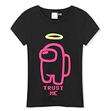 Among Us T-Shirt Mädchen aus Baumwolle, Gaming Merchandise Mädchen T-Shirt (7-8 Jahre, Schwarz)