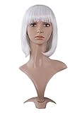 MapofBeauty Mode Mädchen naturale kurze gerade Perücke glatte Pony Perücken-weiß-Damen