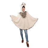 Damen Kostüm Poncho Lama Alpaka Onesize beige bunt Anden Karneval