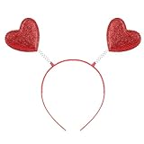 Herz Haarreif Rotf, Valentinstag Herz Haarreif, Haarreif Amor, Haarreifen Heart Rot Accessoires, Glitzer Herzen Stirnband, Amor KostüM Damen, Herzchen Queen Head, für Faschingsparty, Valentines Party