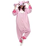 ZKomoL Pyjamas Onesies Cosplay Erwachsene Unisex Tiere Halloween Kostüm Kleid Loungewear, Tigermuster, Medium… (Rosa Stich, S)