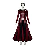 nezababy Wanda Maximoff Kostüm Scharlachrote Hexenkrone Cosplay-Outfit Roter Umhang Wanda Kostüme Halloween Outfits mit Kopfbedeckung