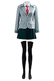 Damen Cosplay Kostüm Anzug Shirt Skirt Outfits Asui Tsuyu Ochaco Uraraka U.A. Schuluniform (S, Grau)