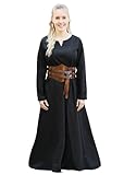 Battle-Merchant – Leichtes Mittelalter Kleid Milla – Wikinger Kleid für Damen – Mittelalter, Kostüm, LARP, Fantasy (XXL, Schwarz)