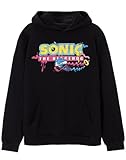 SONIC THE HEDGEHOG Psychedelic Logo Herren Schwarzer Kapuzenpullover | Vibrant Graphic Sweatshirt - Cool & Bequem | Warmes Kapuzen-Sweatshirt für Sonic-Fans | Merchandise-Geschenk für Ihn