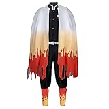 Anjinguang Cosplay Anzug Verkleidung Rengoku Kyoujurou Kimono Outfit Halloween Cosplay Kostüm Party Anime Ausstellung Comic Festivals Party Roben für Junge Herren Kostüme