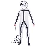 amscan 9905096 Erwachsenenkostüm-Set Stick Man, 3-teilig, Cartoon, Weiß, Einheitsgröße