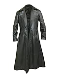 A&M Express Herren Gothic Black Crow Long Coat - Eric Kunstleder Halloween Kostüm Trenchcoat, Schwarz , S