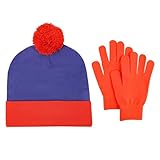Cartman Strickmütze mit Bommelmütze für Halloween, Cosplay, Mütze, warme Mütze, Halloween-Wintermütze, Stan Marsh