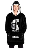 The Mandalorian Oversized Hoodie Herren, Star Wars Fleece Riesen Pullover Herren Hoodie Blanket (Schwarz/Weiß)
