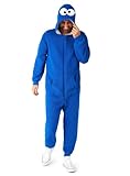 OppoSuits Krümelmonster-Strampler für Erwachsene, Einteiler, Unisex, Sesamstraße, lockere Passform, mit Taschen, Blau