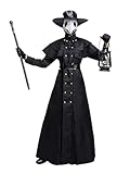 Feynman Herren Mittelalter Steampunk Pest-Doktor Pest Arzt Halloween Kostüm mit Pestdoktor Accessoire Set (Medium, Schwarz)