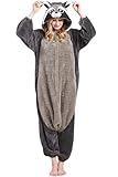 SimZoo Tier-Einteiler-Pyjama für Erwachsene, Herren- und Damen-Arktischer Samt Waschbär-Tier-Cosplay-Kostüm-Nachtwäsche, Einteilige Unisex-Hauskleidung Large