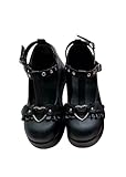 Frauen Plattform Mary Janes Schuhe Süße Zehe Knöchel Lolita Gothic Plattform Kleid Absatzschuhe Chunky Plattform Schuhe Lackleder Kleid Schuhe, Style-1, 39 EU