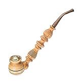 Handgefertigte Räucherpfeife aus Holz - Natürliche lange Räucherpfeife für Tabak mit Metallschale Abdeckung - Handgefertigtes Geschenk für Tabak