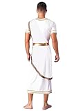YOOJIA Herren Griechischer Gott Kostüm Kurzarm Retro Römische Toga Erwachsene Toga Kostüm Tunika mit Rand Weiß XXL