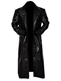 Suiting Style Laurence Fishburne Herren Trenchcoat Krokodil Matrix Morpheus, Kunstleder, Schwarz, Schwarz , S