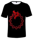 WANHONGYUE Anime The Seven Deadly Sins Nanatsu No Taizai 3D Druck T-Shirt Herren Damen Crew Neck Top Sommer Kurzarm Pullover Tee Shirt 496/19 4XL