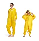 Udeki Adulte Kinder Karikatur Pyjama,Tier Kapuze Strampler Jumpsuit Fleece Schlafoverall Halloween Carnaval Motiven Thema Cosplay Kostüm