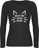 Langarmshirt Damen - Karneval & Fasching - Das ist Mein Katzen Kostüm - Cat Katze Katzenkostüm Cats - XXL - Schwarz - Carnevale Langarm Shirt Karnevals Oberteile Carnival Long Sleeve Dame karneva