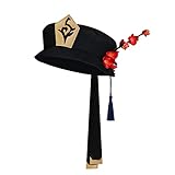 NUWIND Hu Tao Hut Cosplay 3D Blume Quaste Bowknot Schwarz Zylinder Frauen Mädchen Geschenk Halloween Party Spiel Cosplay Kostüm Requisiten Zubehör, Schwarz , Einheitsgröße