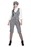 WILBERS & WILBERS 20er Jahre DAMEN GLENCHECK Anzug Knickerbocker Schwarz-Weiß Weste Schiebermütze, Größe:42