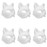 RTBRCG 6 Stücke Cat Mask, Katzen Maske, Masken Zum Bemalen Kinder für Cosplay DIY Katzen Masken für Halloween Party Karneval Erstellung（Weiß）