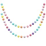 Qaestuan 2 Stück Pompom Girlande Filzkugeln Pastell, Bunte Filzkugeln Girlanden mit 60 Stück Pompom, Mehrzweck Filz Ball Girlande, Wolle Filz Ball Girlande, für Babybett Deko, Geburtstagsfeier
