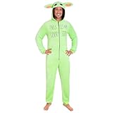 Mandalorian Baby Yoda Jumpsuit, Mandalorian The Child Onesie Damen und Herren, Star Wars Kuschelig Hausanzug Geschenke, Unisex Fleece Einteiler Für Winter (Grün, XXL)