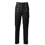 GRACEART Steampunk Gothic Herren Hose Men Lange Casual Hosen Mittelalter Kostüm Cosplay (DE/NL/SE/PL, Alphanumerisch, XL, Regular, Regular, schwarz)