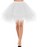 Rock lang Tüll Rockabilly weißes Kleid Kleidung Vintage Damen Retro 50s Petticoat Underskirt Kinder Retro Tutu Ballet Tüllrock Crinoline Cosplay Rock Rockabilly White L