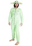 Mandalorian Baby Yoda Jumpsuit, Mandalorian The Child Onesie Damen und Herren, Star Wars Kuschelig Hausanzug, Unisex Fleece Einteiler Für Winter (Grün, S)